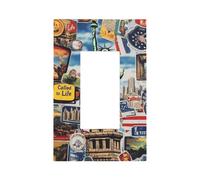 Placca decorativa da parete a bilanciere a 1 banda, con citta e statua della libertà, per camera da letto e soggiorno