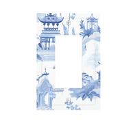 Placca decorativa da parete a bilanciere a 1 banda, con inchiostro blu giapponese, copertura per interruttore della luce paesaggistica, per camera da letto e soggiorno