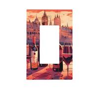 Placca decorativa da parete a bilanciere a 1 banda, copertura per interruttore della luce del vino rosso della città per la decorazione della camera da letto del soggiorno