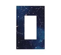 Placca decorativa da parete a bilanciere a 1 banda, pastello, celesti, stelle, lune, copertura per interruttore della luce galattica, per camera da letto e soggiorno