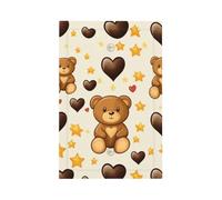 Placca decorativa da parete con 1 banda, con orsetto marrone, cuori, stelle, interruttore della luce, per camera da letto e soggiorno