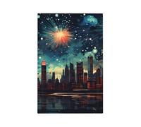 Placca decorativa da parete con 1 banda, per interruttore della luce notturna di città, mare, fuochi d'artificio per camera da letto e soggiorno