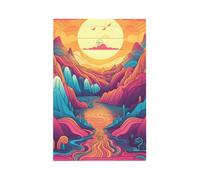 Placca decorativa da parete con 1 banda, quadro astratto di montagne, fiumi e luna, copertura per interruttore della luce per camera da letto e soggiorno