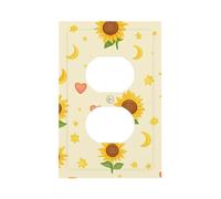 Placca decorativa da parete con 1 uscita, singola duplex, girasoli, stelle e cuori, copertura per interruttore della luce per camera da letto e soggiorno