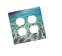 Placca decorativa da parete con 2 moduli Duplex Wallplate Clear Sea Water Edge Outlet Cover per interruttore della luce Placca decorativa da parete 12,7 x 7,6 cm in termoplastica standard stile J