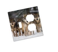 Placca decorativa da parete con 2 moduli Duplex WallPlate confezione di lupi Copertura per interruttore della luce Copertura decorativa da parete 12,7 x 7,6 cm in termoplastica standard stile I