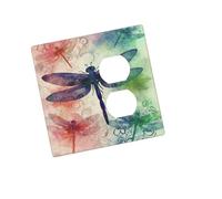 Placca decorativa da parete con 2 moduli Duplex Wallplate moderna libellula Edge Outlet Cover per interruttore della luce Placca decorativa da parete 12,7 x 7,6 cm in termoplastica standard stile R