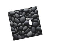 Placca decorativa da parete con 2 moduli Duplex WallPlate Molti ciottoli neri Copertura per interruttore della luce Placca decorativa da parete 12,7 x 7,6 cm in termoplastica standard stile L