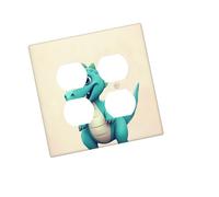 Placca decorativa da parete con 2 moduli Duplex WallPlate Simpatici dinosauri dei cartoni animati Copertura per interruttore della luce Placca decorativa da parete 12,7 x 7,6 cm in termoplastica