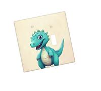 Placca decorativa da parete con 2 moduli Duplex WallPlate Simpatici dinosauri dei cartoni animati Copertura per interruttore della luce Placca decorativa da parete 12,7 x 7,6 cm in termoplastica
