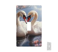Placca decorativa da parete con cigni bianchi con albero floreale, copertura per interruttore della luce a 1 banda, piastre elettriche di dimensioni standard, per cucina e camera da letto