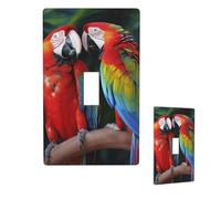 Placca decorativa da parete con due pappagalli colorati, copertura per interruttore della luce, dimensioni standard 4,5 "x 7 cm", piastra di copertura per interruttore elettrico