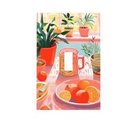 Placca decorativa da parete con interruttore a levetta, 1 banda, arancione, con scritta "By The Afternoon Tea", per la decorazione della camera da letto e del soggiorno