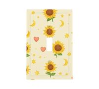 Placca decorativa da parete con interruttore a levetta singola, girasoli, stelle e cuori, copertura per interruttore della luce per camera da letto e soggiorno