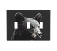 Placca decorativa da parete con stampa orso, tripla levetta, copertura decorativa a 3 uscite