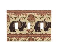 Placca decorativa da parete con stampa orso, tripla levetta, copertura decorativa a 3 uscite