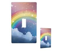 Placca decorativa da parete con stella nel cielo arcobaleno, copertura per interruttore della luce, dimensioni standard 11,4 x 7 cm, piastra di copertura per interruttore elettrico