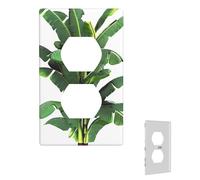 Placca decorativa da parete, copertura per interruttore, con foglie di palma tropicale di banana, copertura per interruttore della luce per soggiorno, dimensioni standard 12,7 x 7,6 cm
