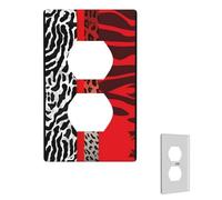 Placca decorativa da parete, copertura per interruttore con leopardo rosso e zebra, copertura per interruttore della luce per soggiorno, dimensioni standard 12,7 x 7,6 cm