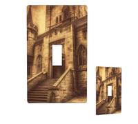 Placca decorativa da parete vintage con castello medievale, 1 modulo, dimensioni standard 11,4 cm x 7 cm, piastra di copertura per interruttore elettrico