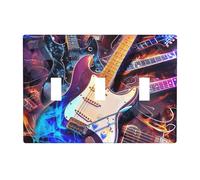 Placca decorativa per chitarra elettrica con stampa musicale, placchetta da parete con triplo interruttore a levetta, copertura decorativa a 3 uscite