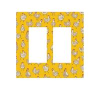 Placca decorativa per interruttore della luce, 2 piastre da parete di medie dimensioni 12,4 x 12,7 cm, divertente e carino pollo giallo coperture da parete, in policarbonato termoplastico