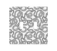 Placca decorativa per interruttore della luce, 2 piastre da parete di medie dimensioni 12,4 x 12,7 cm, semplici linee nere simpatiche coperture a forma di serpente, piastra da parete, in policarbonato