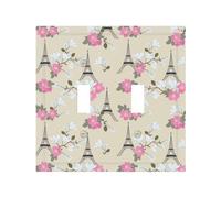 Placca decorativa per interruttore della luce, 2 piastre da parete di medie dimensioni, 12,4 x 12,7 cm, Torri Eiffel, copertura da parete, in policarbonato termoplastico