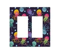 Placca decorativa per interruttore della luce, 2 piastre da parete di medie dimensioni, 12,4 x 12,7 cm, polpo sfumato, piastra da parete, in policarbonato termoplastico