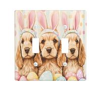 Placca decorativa per interruttore della luce a forma di cane Cocker Spaniel di Pasqua americano, 2 gang a doppia levetta, simpatica piastra elettrica per la stanza, Funky Pet Switchcover