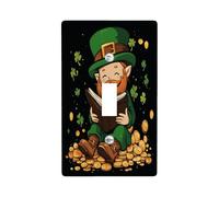 Placca decorativa per interruttore della luce a forma di gnomo di San Patrizio, 1 gang interruttore singolo, semplice leprechaun trifoglio, piastra elettrica divertente per le vacanze per camera da
