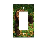 Placca decorativa per interruttore della luce a forma di scimmia di San Patrizio, 1 banda singola a bilanciere, piastra elettrica divertente con trifoglio animale per stanza, quadrifoglio country