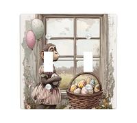 Placca decorativa per interruttore della luce a forma di scimmia pasquale primaverile 2 gang doppio interruttore, piastra elettrica Victoria Country Animal per stanza, copertura interruttore vintage