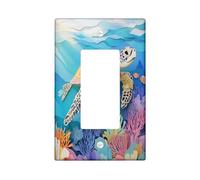 Placca decorativa per interruttore della luce a forma di tartaruga marina tagliata in carta, piastra da parete a 1 banda singola, piastra elettrica 3D nautica oceanica per cucina bagno, copertura