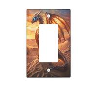 Placca decorativa per interruttore della luce con draghi occidentali magici, 1 banda singola, piastra elettrica a tema deserto fantasy per cucina e bagno, decorazione con animali