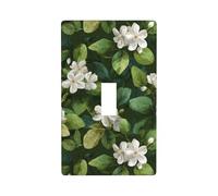 Placca decorativa per interruttore della luce con fiori di gelsomino bianco, 1 banda, per cucina, casa colonica, camera da letto, bagno, decorazione artistica