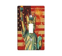 Placca decorativa per interruttore della luce del 4 luglio abissino con 1 interruttore singolo, 250 anni vintage anniversario piastra elettrica per stanza, quadro patriottico