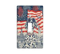 Placca decorativa per interruttore della luce del 4 luglio con cane dalmata 1 gang interruttore singolo, 250 anni vintage anniversario piastra elettrica per stanza, quadro patriottico