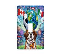 Placca decorativa per interruttore della luce del cane di San Bernardo 2026, 1 interruttore singolo, piastra elettrica per festeggiare il giorno della partita, piastra elettrica per la stanza