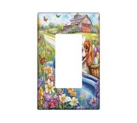 Placca decorativa per interruttore della luce del Cavalier King Charles Spaniel, 1 banda, a bilanciere singolo, per fattoria, camion, cuccioli, piastra elettrica per camera da letto