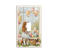 Placca decorativa per interruttore della luce del Cavalier King Charles Spaniel di Pasqua, 1 interruttore singolo, Victoria Country Puppy piastra elettrica per stanza, copertura interruttore vintage