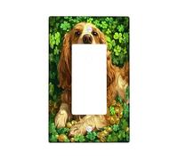 Placca decorativa per interruttore della luce del giorno di San Patrizio americano, Cocker Spaniel, 1 banda singola a bilanciere, piastra elettrica per stanza, quadrifoglio per animali domestici