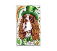 Placca decorativa per interruttore della luce del giorno di San Patrizio Cavalier King Charles Spaniel Dog 1 Gang Single Toggle, divertente simpatico cucciolo piastra elettrica per la stanza
