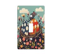 Placca decorativa per interruttore della luce del topo di Pasqua primaverile 1 gang singolo interruttore, divertenti uova di campagna animale elettrico piastra di commutazione con stampa panoramica di