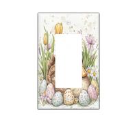 Placca decorativa per interruttore della luce dell'anatra di Pasqua primaverile, 1 banda singola a bilanciere, piastra elettrica vintage con uova di gallina di campagna per stanza, piastra di