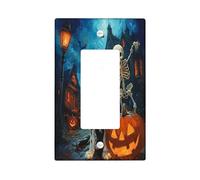 Placca decorativa per interruttore della luce di Halloween Springer Spaniel Dog 1 Gang Single Rocker, divertente scheletro elettrico frontalino per cucina bagno, decorazione spettrale