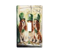 Placca decorativa per interruttore della luce di San Patrizio Cavalier King Charles Spaniel Dog 1 gang Single Toggle, piastra elettrica per cuccioli di finestra, piastra elettrica per animali