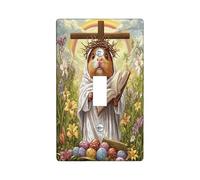 Placca decorativa per interruttore della luce pasquale primaverile, 1 gang singola, Uova incrociate della Bibbia, piastra elettrica per camera da letto