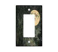 Placca decorativa per interruttore in bambù vintage, 1 banda, singola bilanciera, pianta lunare, scenografia, piastra elettrica per camera da letto, bagno, paesaggio paesaggistico, piastra di