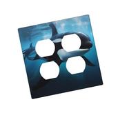 Placca decorativa per presa a muro a 2 moduli Duplex Wall Plate Killer Whale Edge Outlet Cover per interruttore della luce Placca decorativa da parete 12,7 x 7,6 cm in termoplastica dimensioni